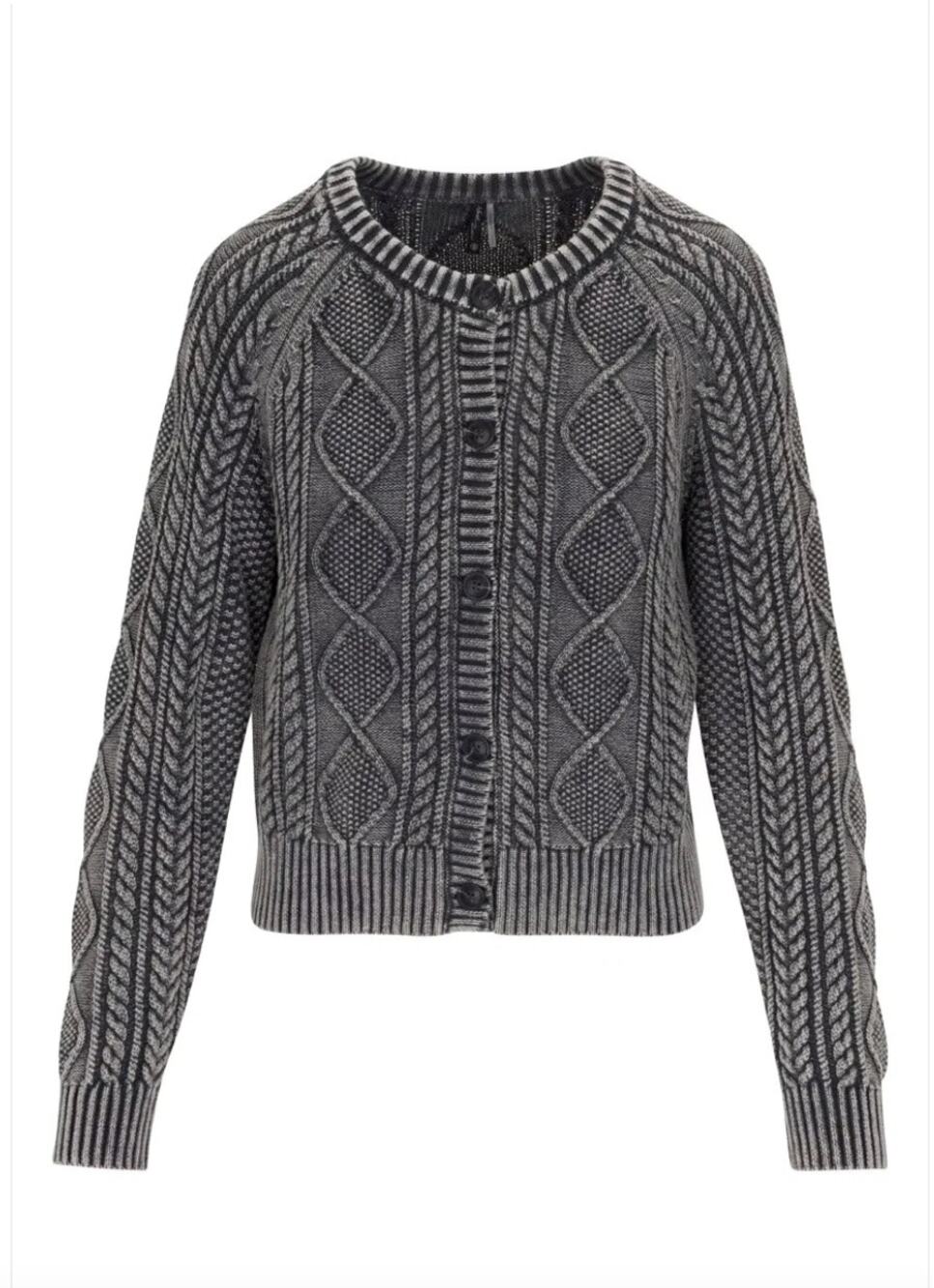 Faherty Sunwashed Cable Cardigan in Phantom Colorway Size Small